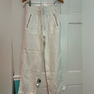 Athleta White Linen Drawstring Pants